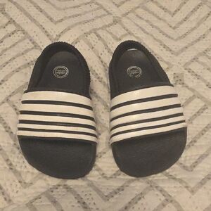 Kids Black and White Slide Sandals